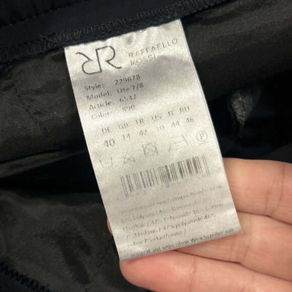 Raffaello Rossi Pants Womens 10 Ute 7/8 Navy Stretch Tapered Trousers Career - Picture 4 of 9